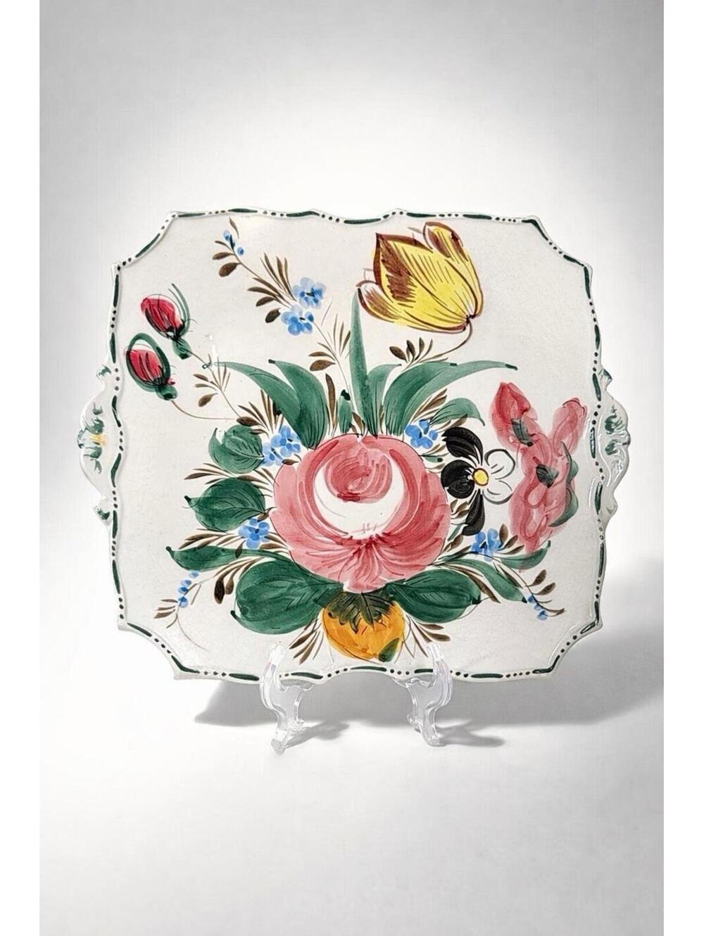 Vintage Italian Hand-Painted Ceramic Plate